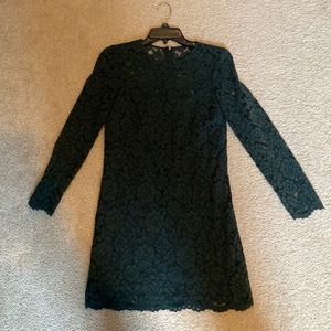 Green lace overlay mini dress